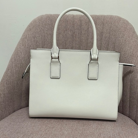 NWOT Kate Spade White Leather Satchel with Elegant Design - Picture 5 of 12